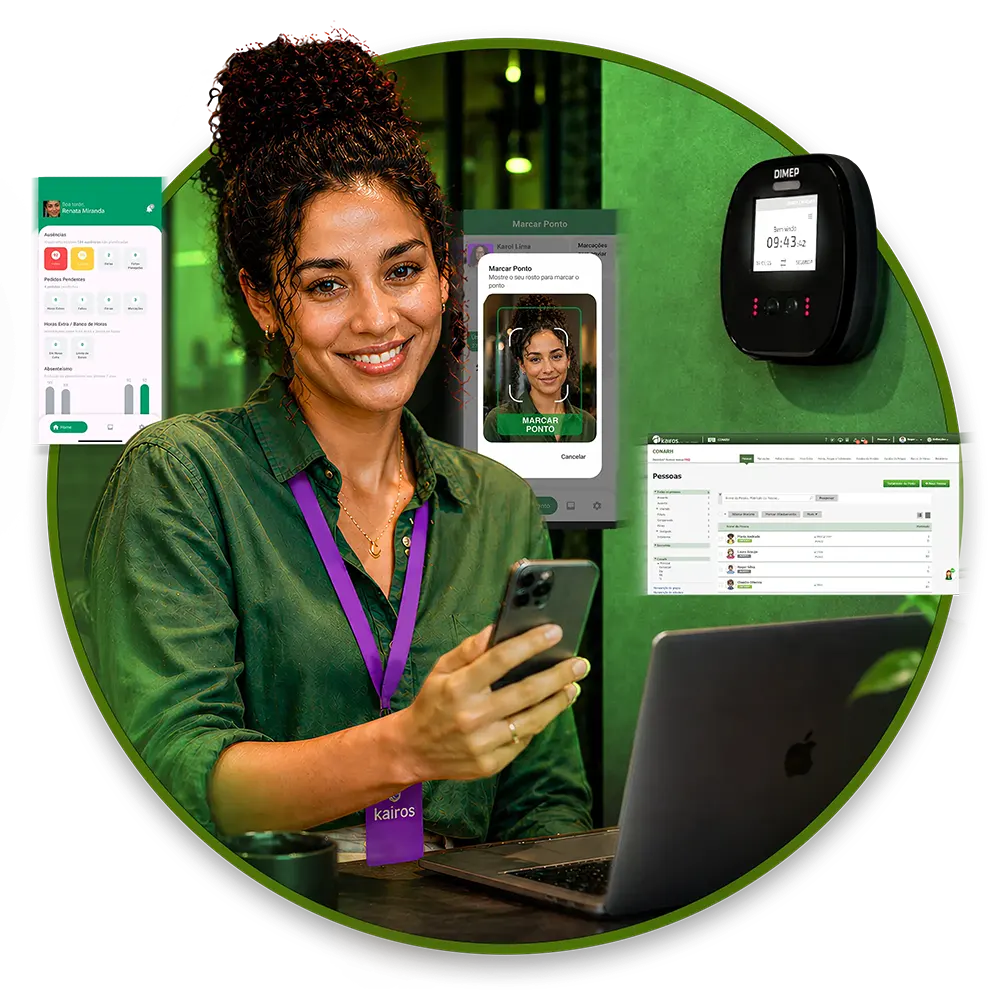 Software Kairos e relógio de ponto REP da DIMEP
